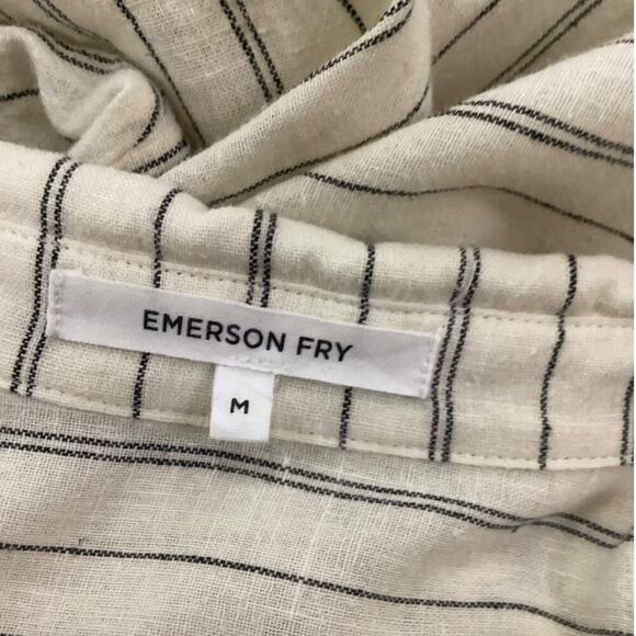 Emerson Fry Selma Long Sleeve Dress In Ivory Hemp Stripe Organic Size Medium - Picture 15 of 16